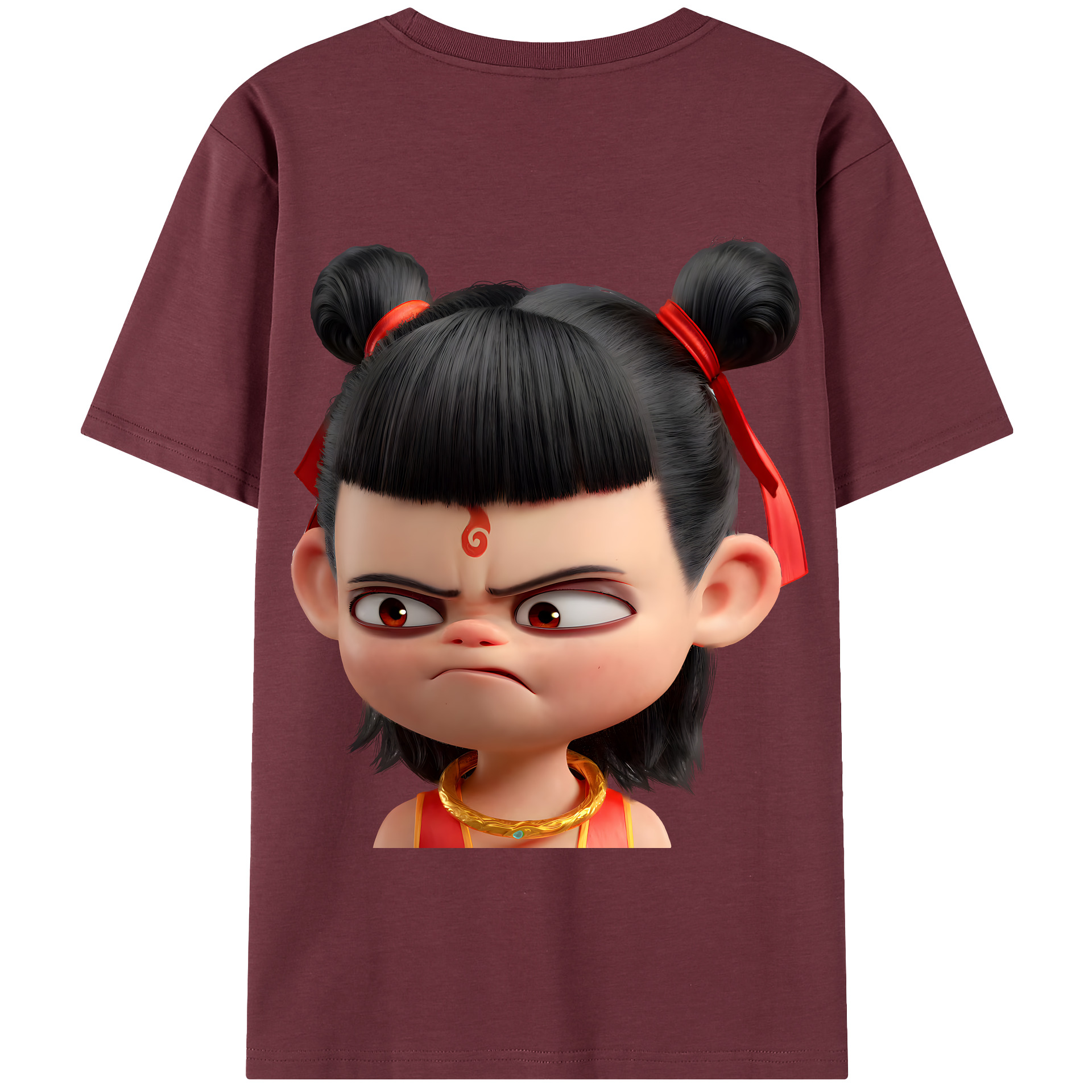 （画像用） Ne Zha 2 ナタ 魔童の大暴れ 綿100％半袖Tシャツ（背面プリント）